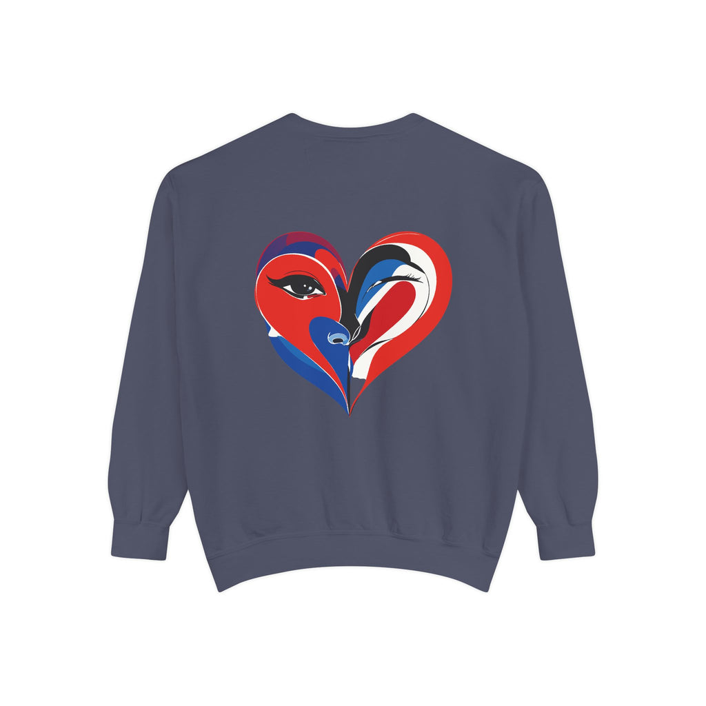 Heart Portrait Sweatshirt Artistic Dual-Face Love Graphic