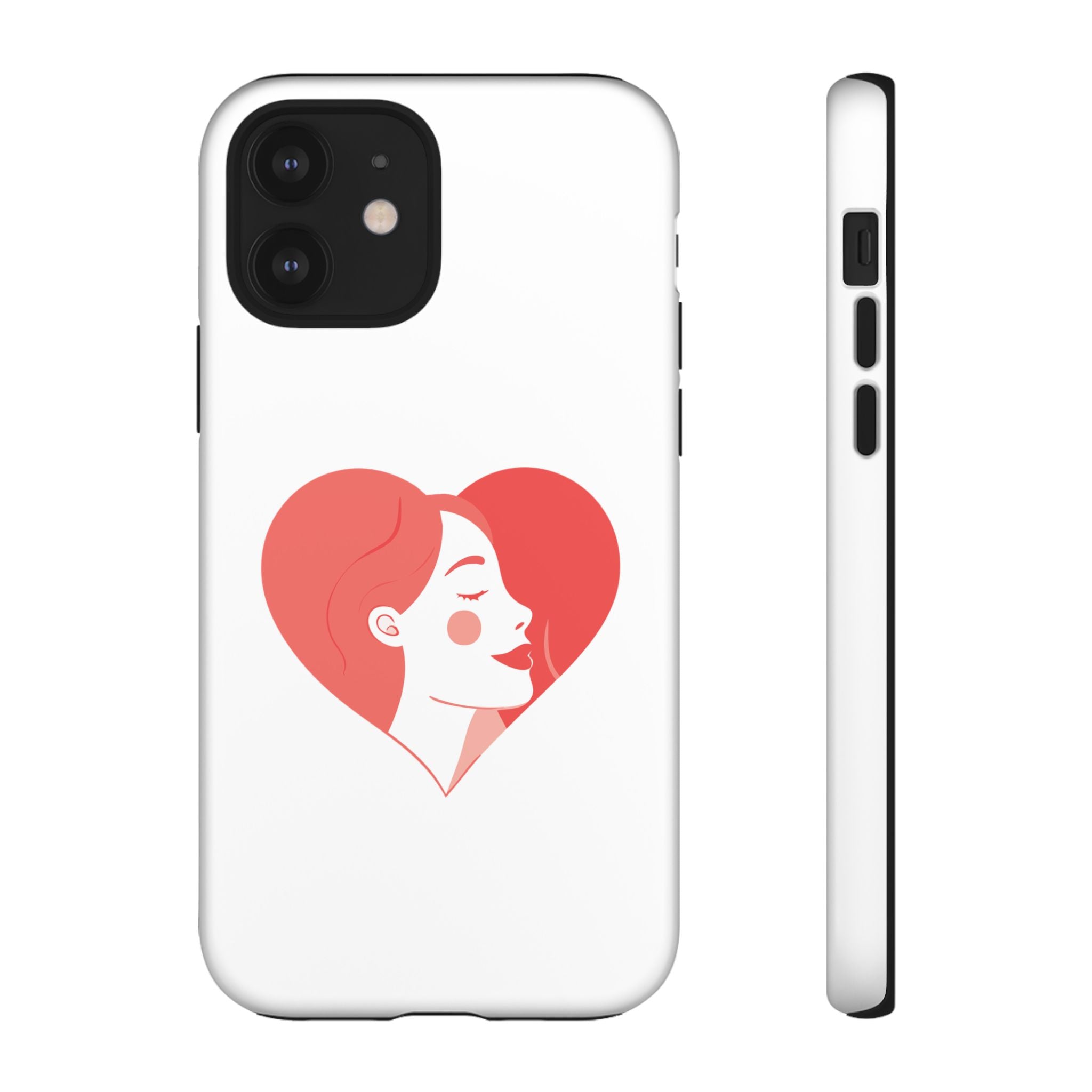 Phone Case — Minimal Heart Portrait Protective Tough Case (Pink Girly Love Design)