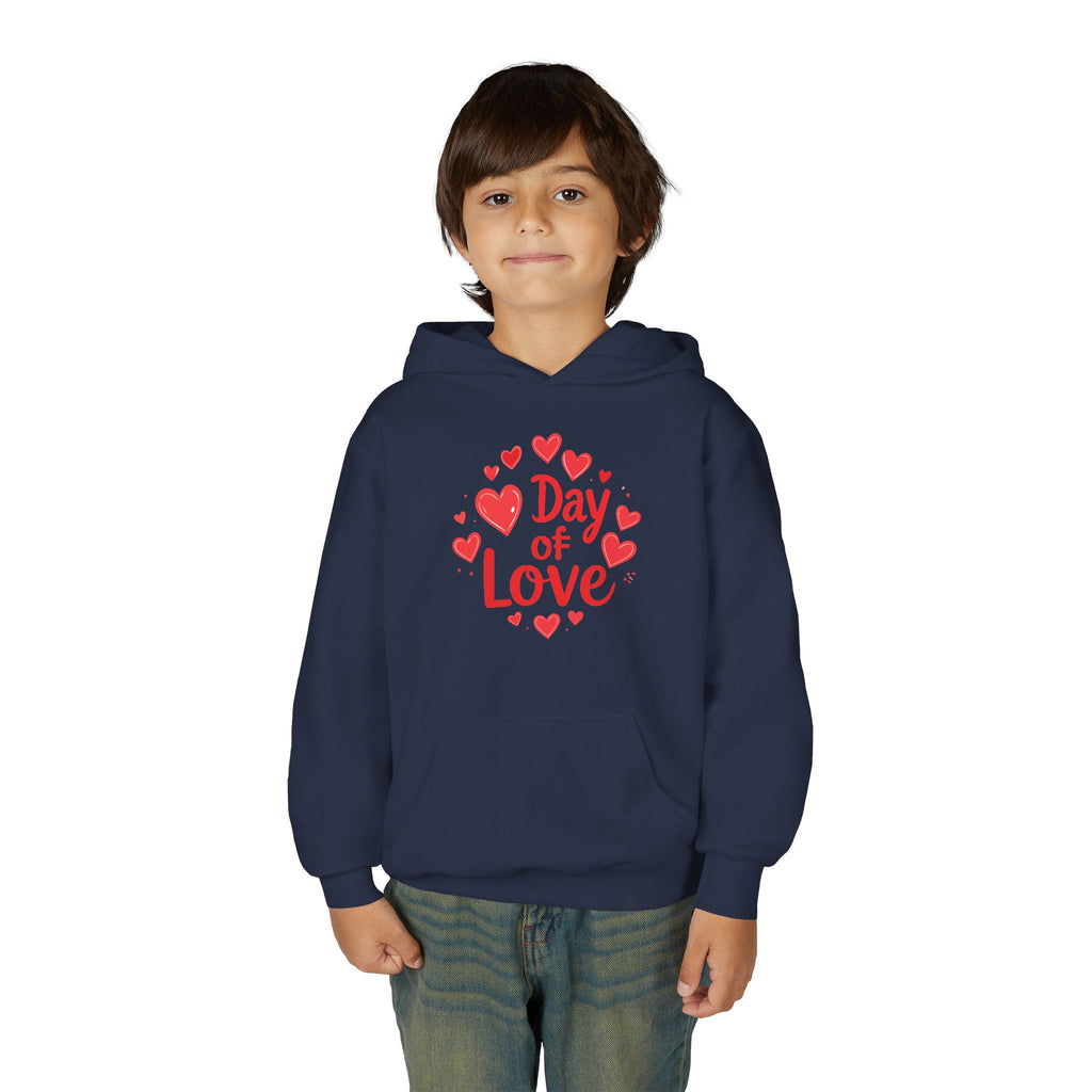 Youth Hoodie — "Day of Love" Kids Valentine’s Heart Pullover