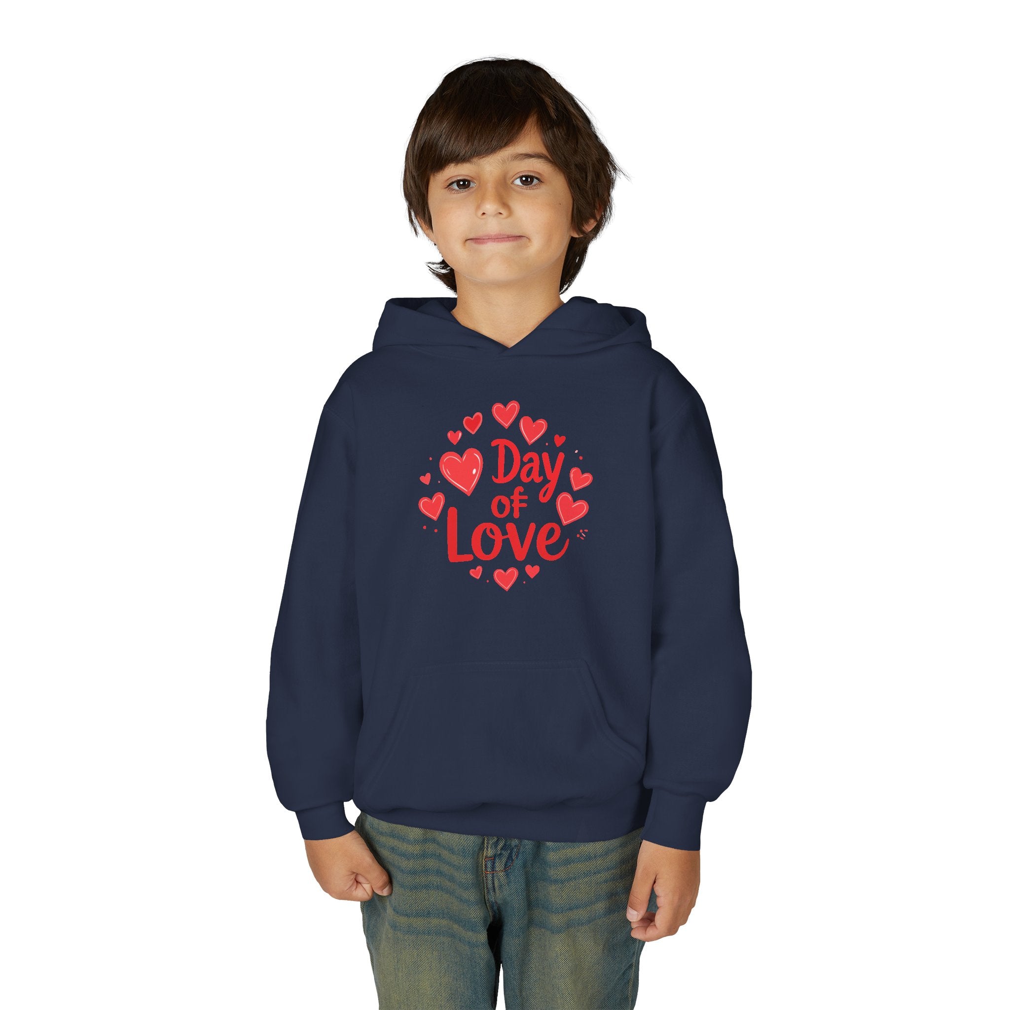 Youth Hoodie — "Day of Love" Kids Valentine’s Heart Pullover