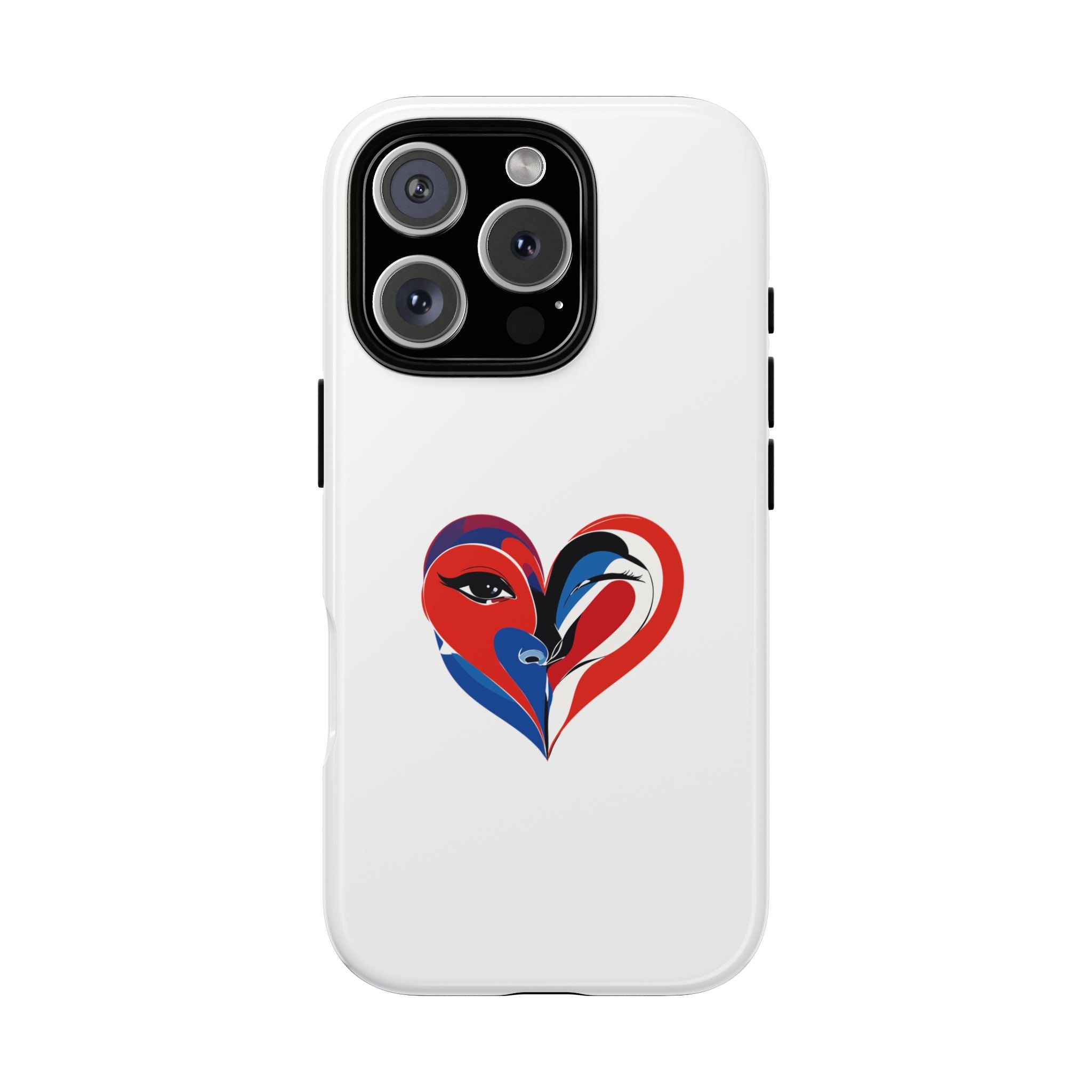 Heart Face Phone Case Red & Blue Abstract Love Design