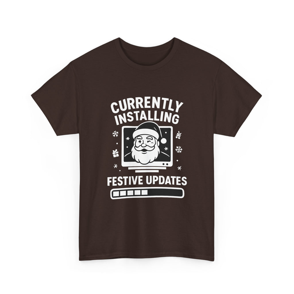 Currently Installing Festive Updates T-Shirt Funny Santa Christmas Holiday Tee