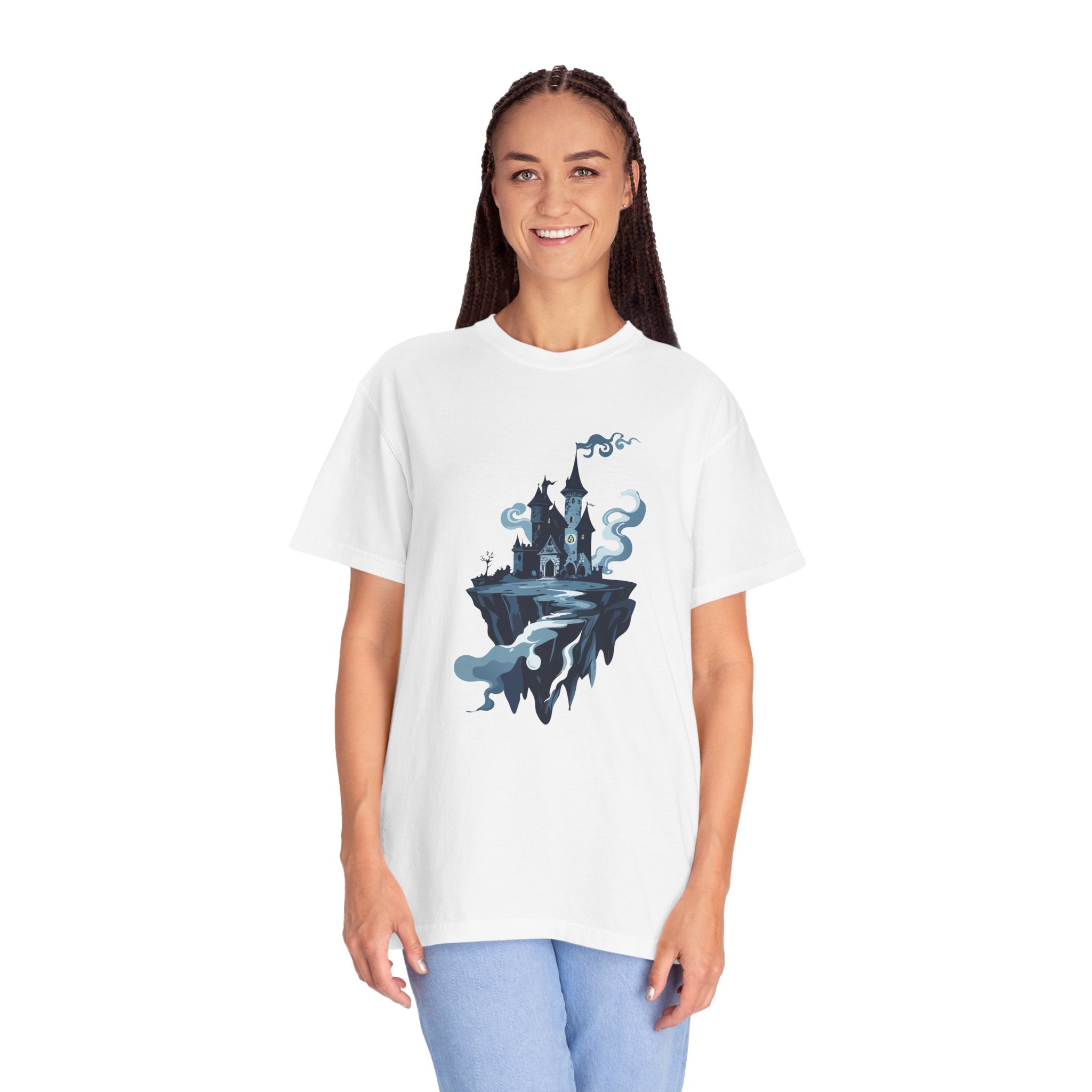 Floating Haunted Castle T‑Shirt Spooky Gothic Fantasy Tee