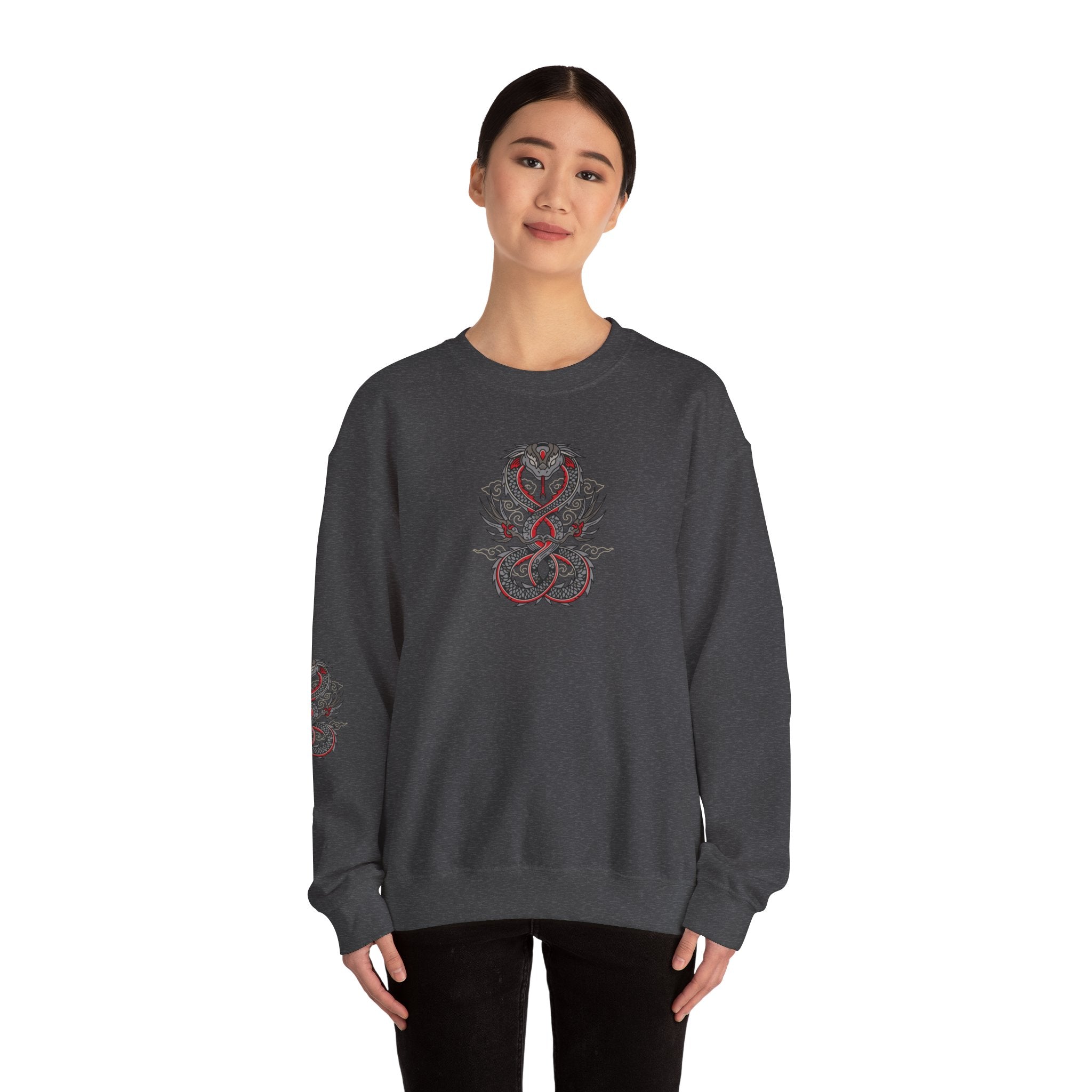 Dragon Ouroboros Crewneck Sweatshirt Gothic Snake Infinity Design