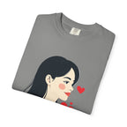 T-Shirt — Minimal Cute Girl Profile with Hearts Graphic