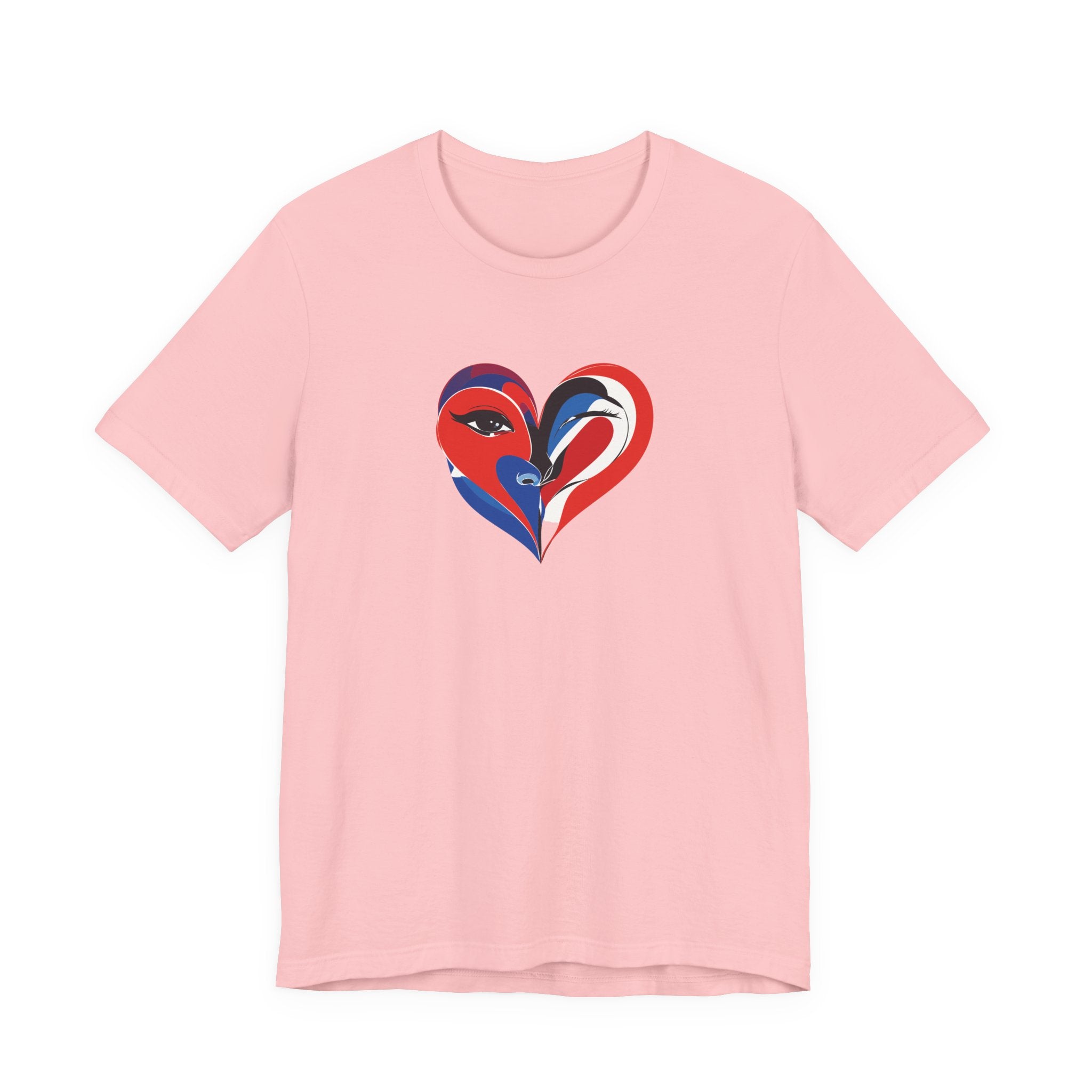 Heart Portrait Tee Romantic Face Heart Graphic T‑Shirt
