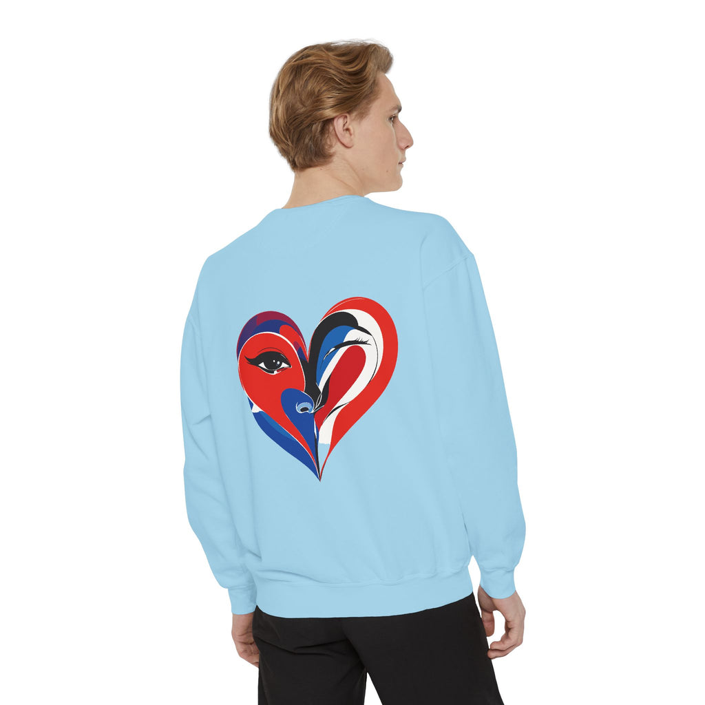 Heart Portrait Sweatshirt Artistic Dual-Face Love Graphic