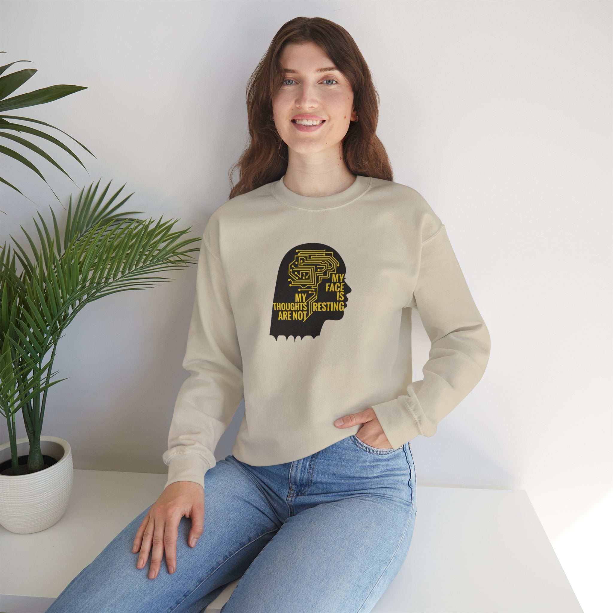 Crewneck Sweatshirt "My Thoughts Are Not Resting" Silhouette Graphic