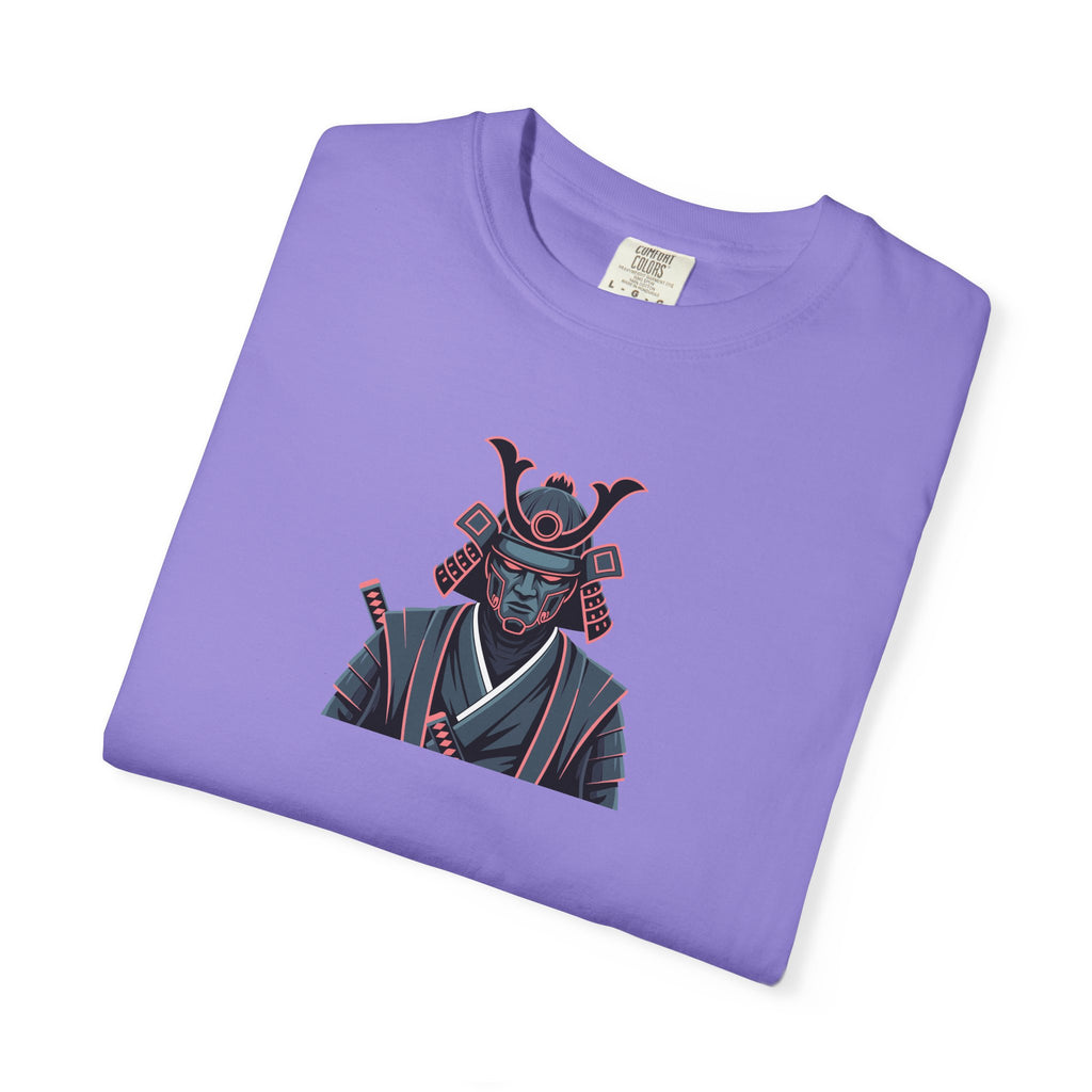 Samurai Warrior Graphic T-Shirt Retro Neon Japanese Armor Tee