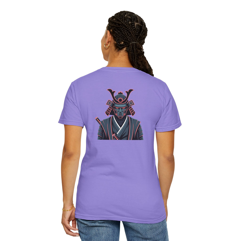 Samurai Warrior Graphic T-Shirt Retro Neon Japanese Armor Tee
