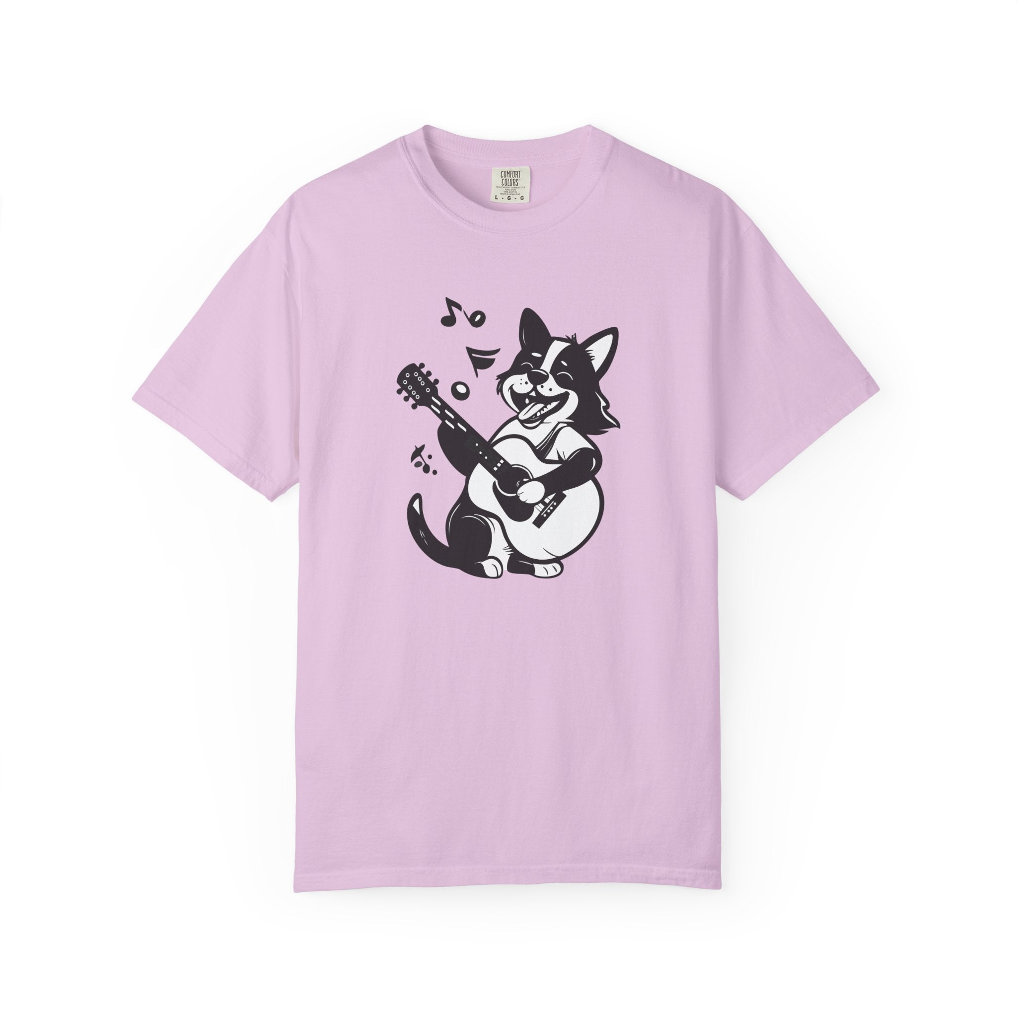 Corgi Playing Guitar T-Shirt  Cute Musical Dog Tee Rockstar Design