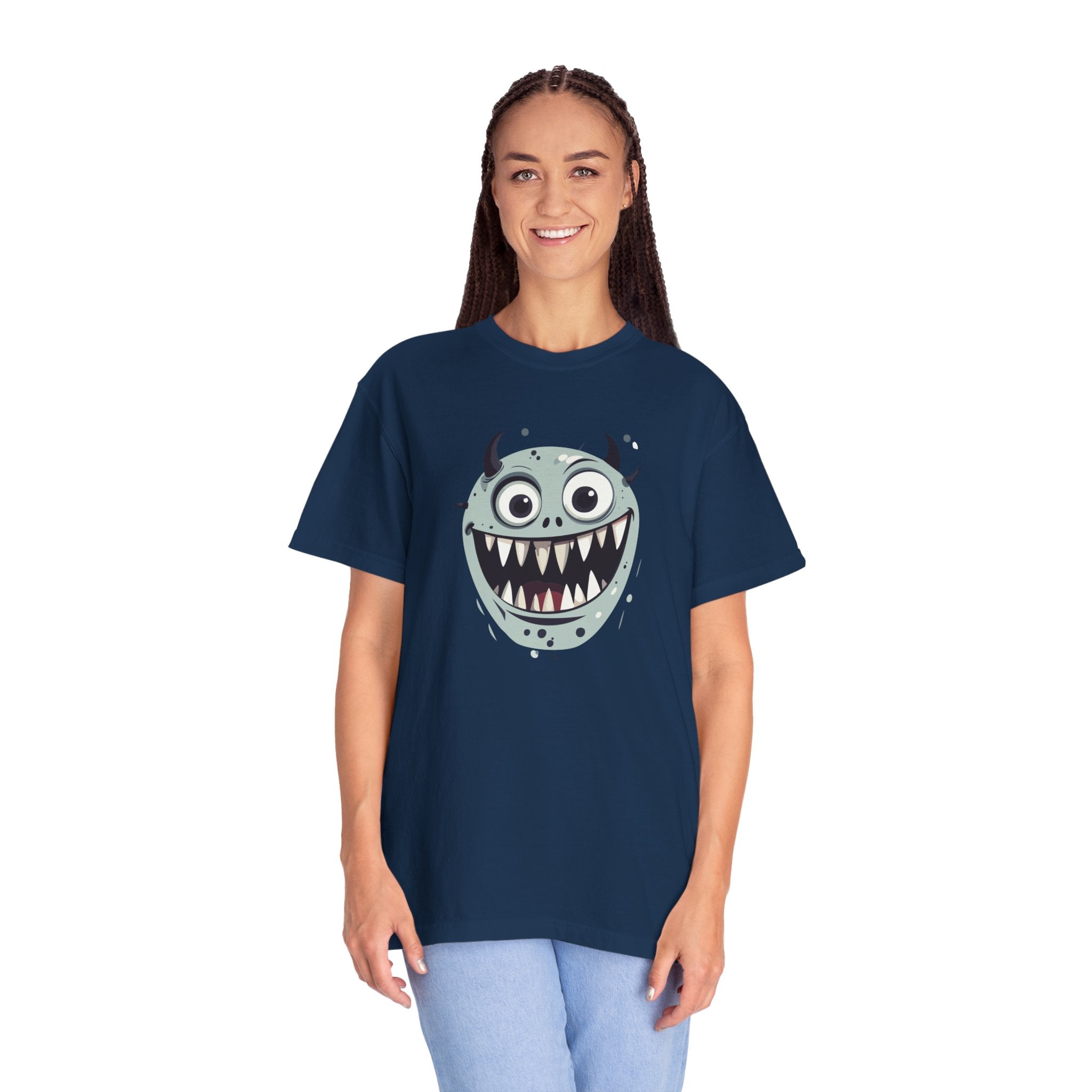 Monster Face T-Shirt Funny Creepy Grinning Monster Graphic Tee