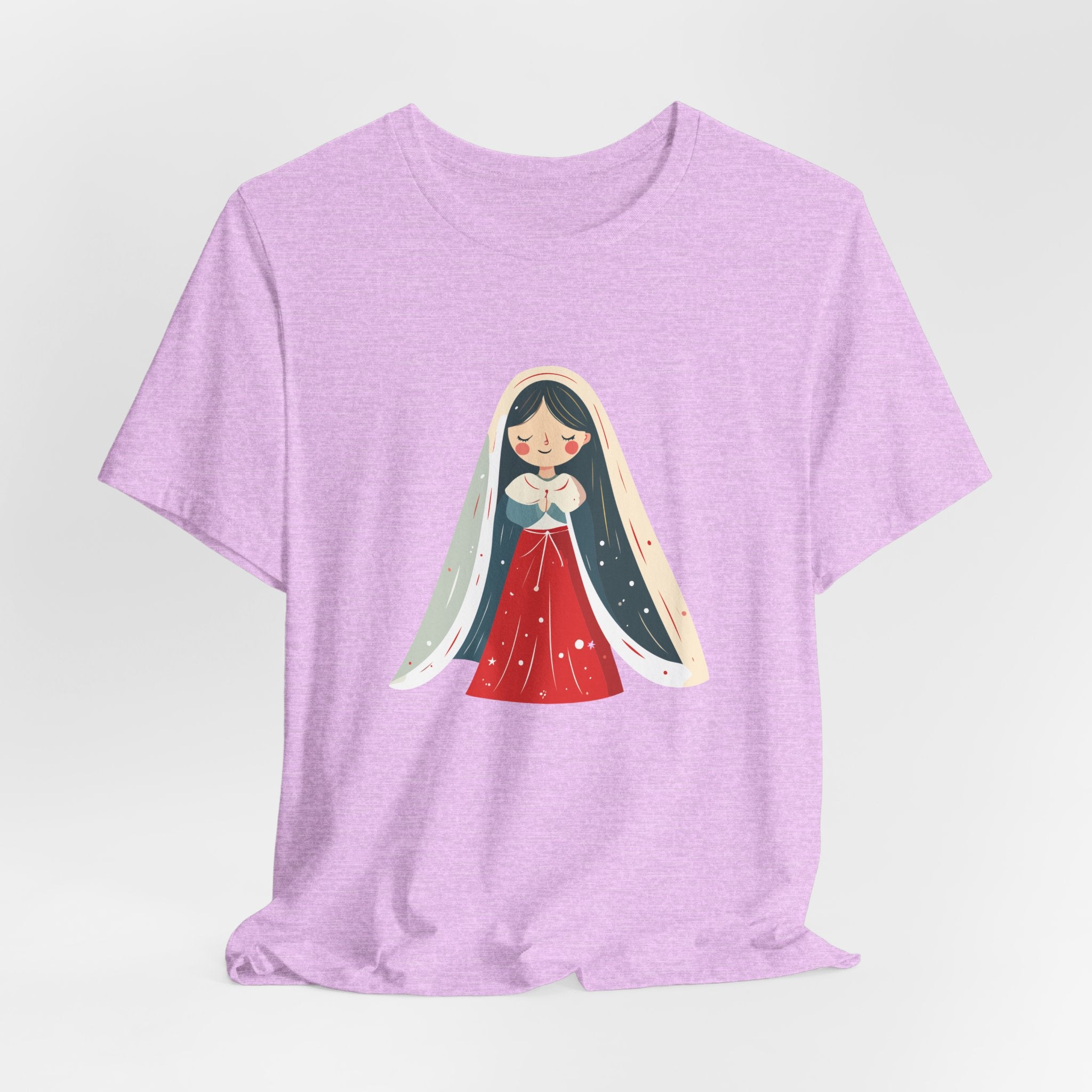 Virgin Mary Illustration Tee — Cute Nativity T-Shirt