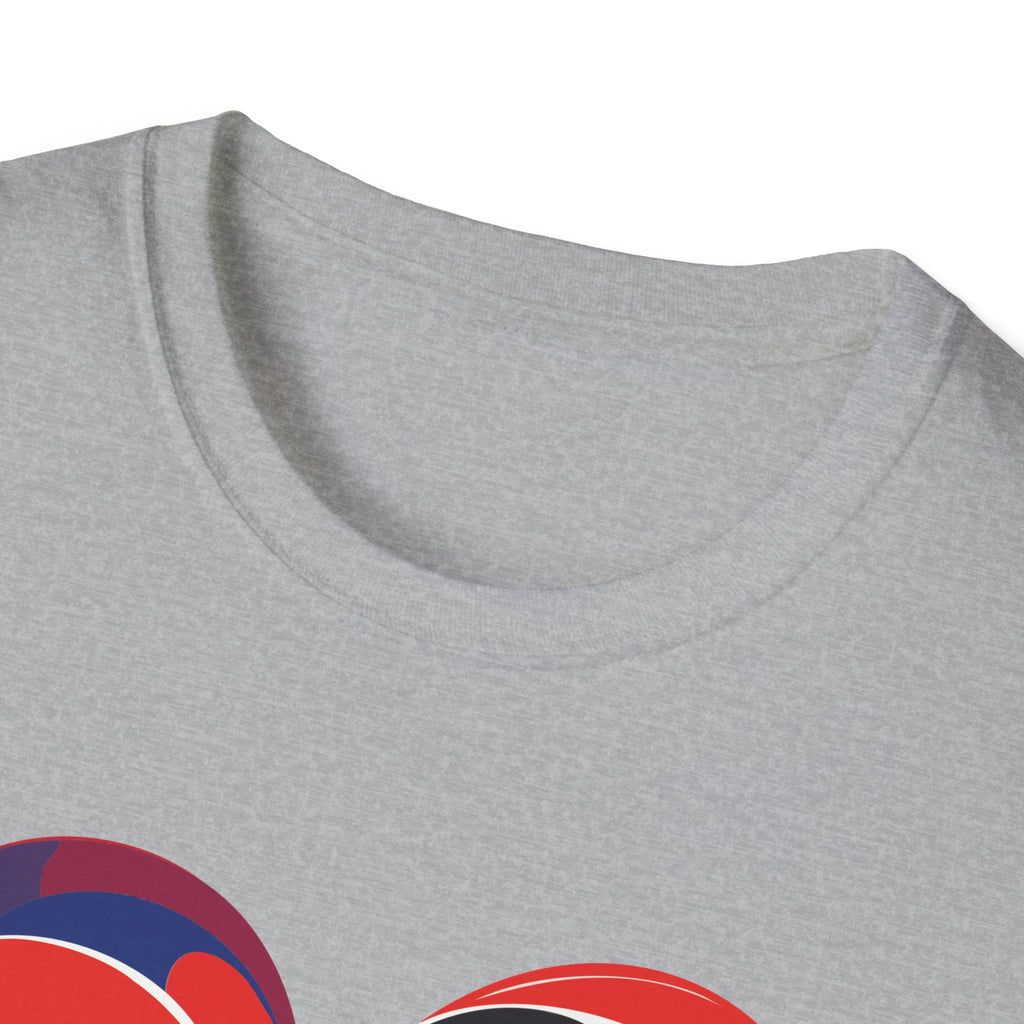 Heart Face Graphic T‑Shirt Red & Blue Abstract Love Design