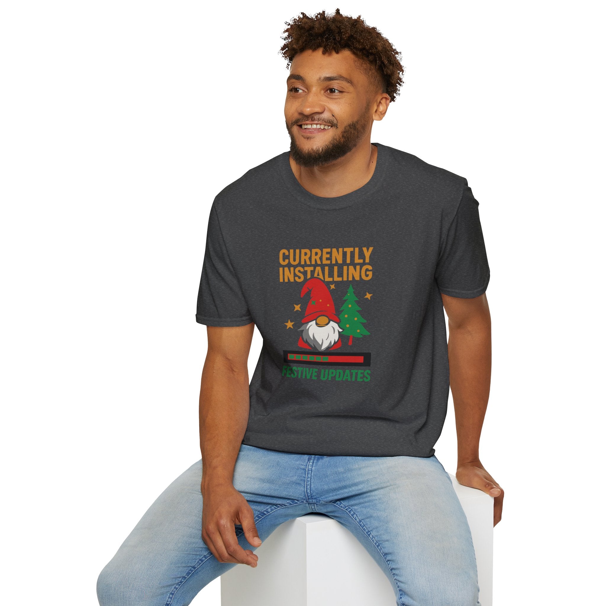Currently Installing Festive Updates Christmas T-Shirt Holiday Gnome Tee