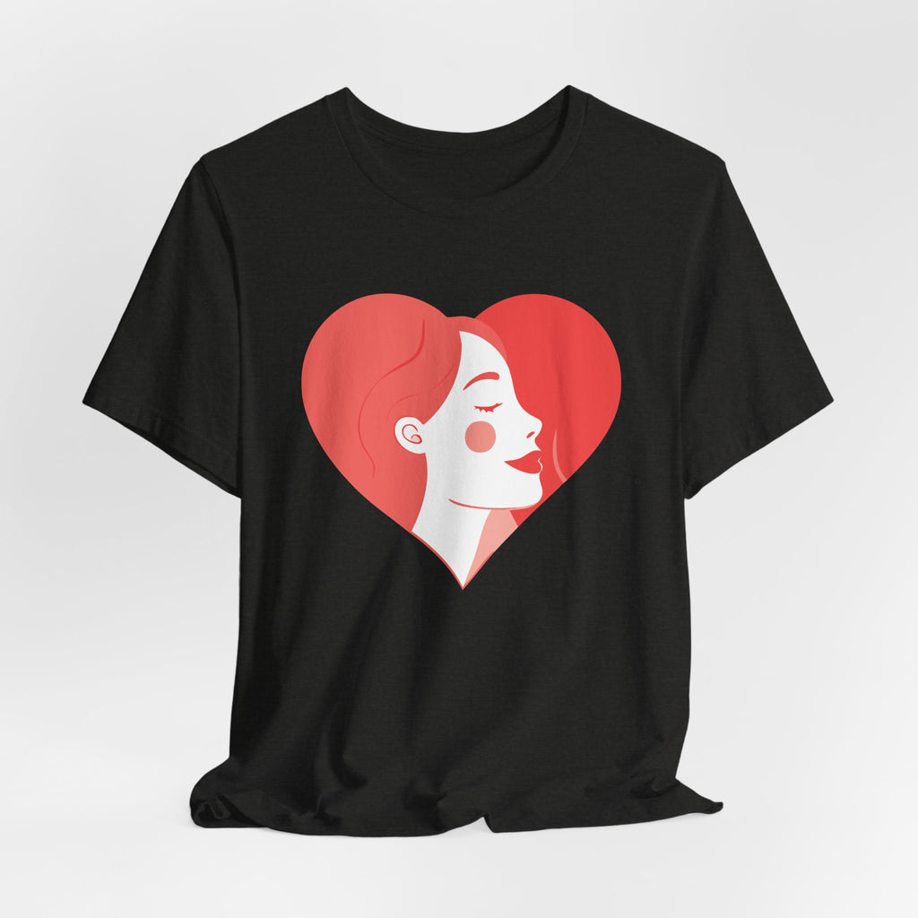 Heart Profile Tee - Minimal Romantic Woman Illustration T-Shirt