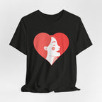 Heart Profile Tee - Minimal Romantic Woman Illustration T-Shirt