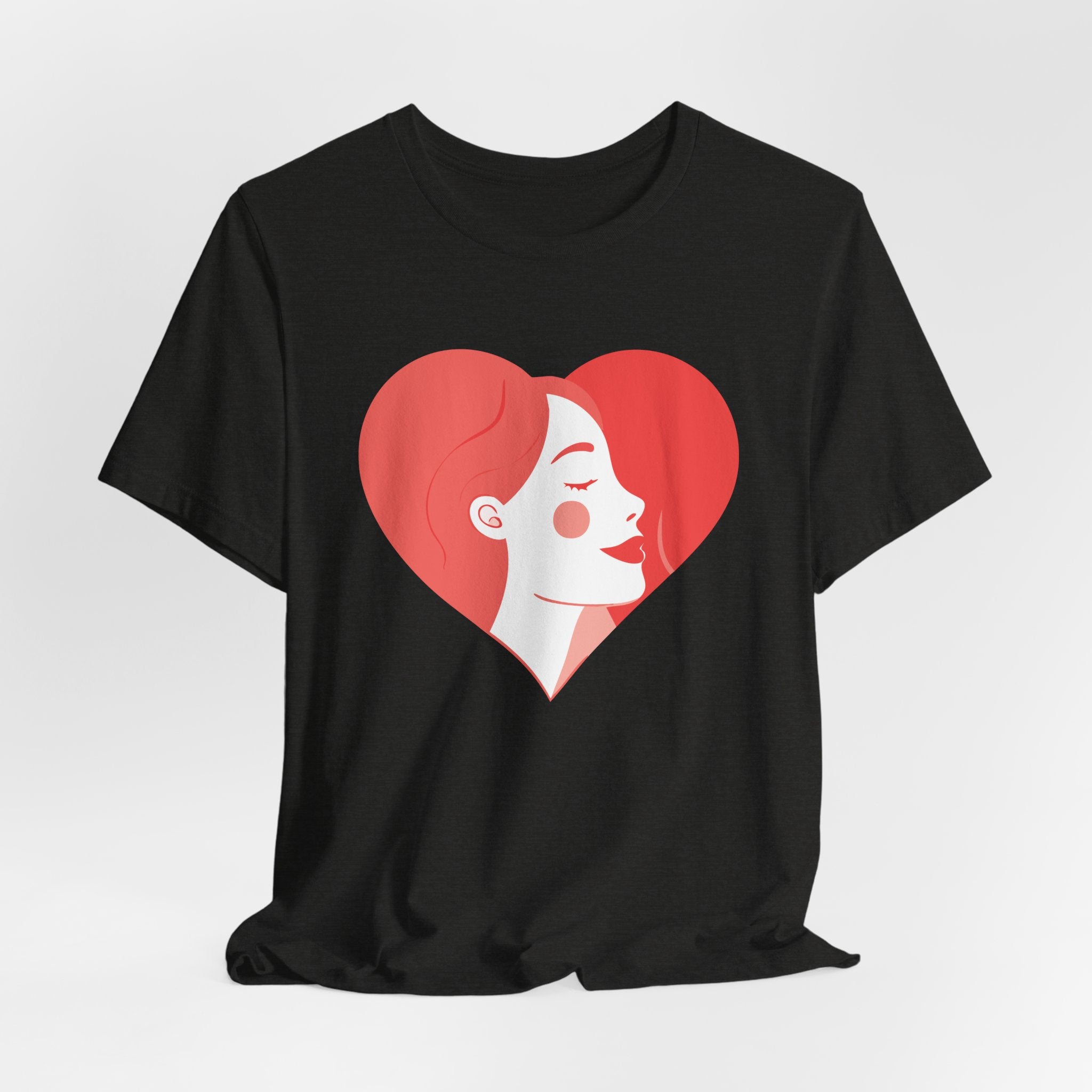 Heart Profile Tee - Minimal Romantic Woman Illustration T-Shirt
