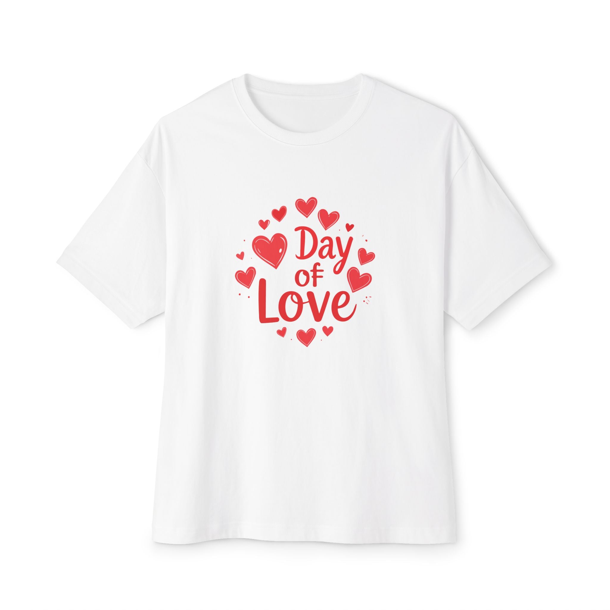 Day of Love Oversized Tee — Valentine’s Heart Graphic T‑Shirt