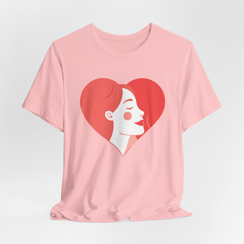Heart Profile Tee - Minimal Romantic Woman Illustration T-Shirt