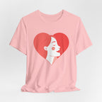 Heart Profile Tee - Minimal Romantic Woman Illustration T-Shirt