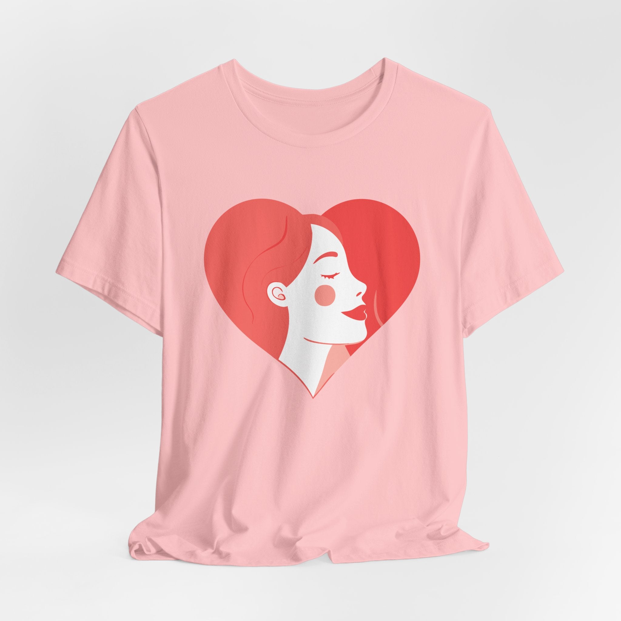 Heart Profile Tee - Minimal Romantic Woman Illustration T-Shirt