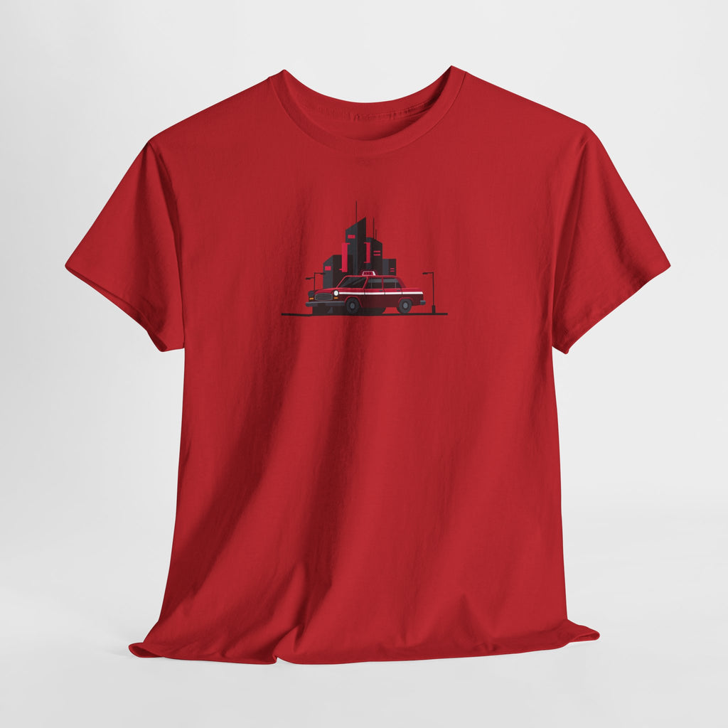 City Night Cruise Tee Retro Car & Neon Skyline Graphic Shirt