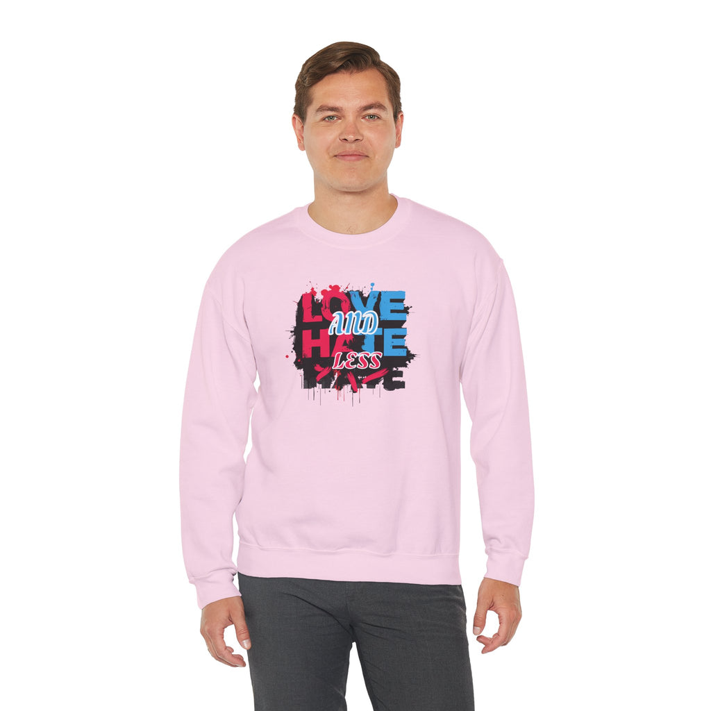 Crewneck Sweatshirt 'Love and Less Hate' Graffiti Heart Design