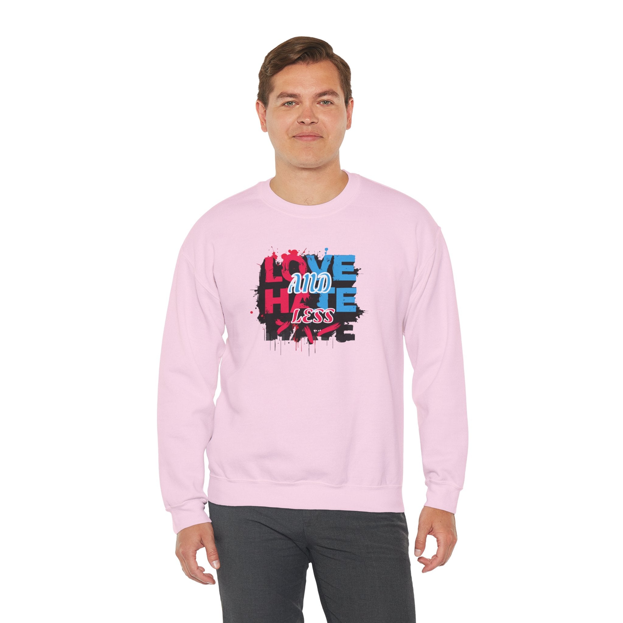 Crewneck Sweatshirt 'Love and Less Hate' Graffiti Heart Design