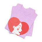 Heart Profile Tee - Minimal Romantic Woman Illustration T-Shirt