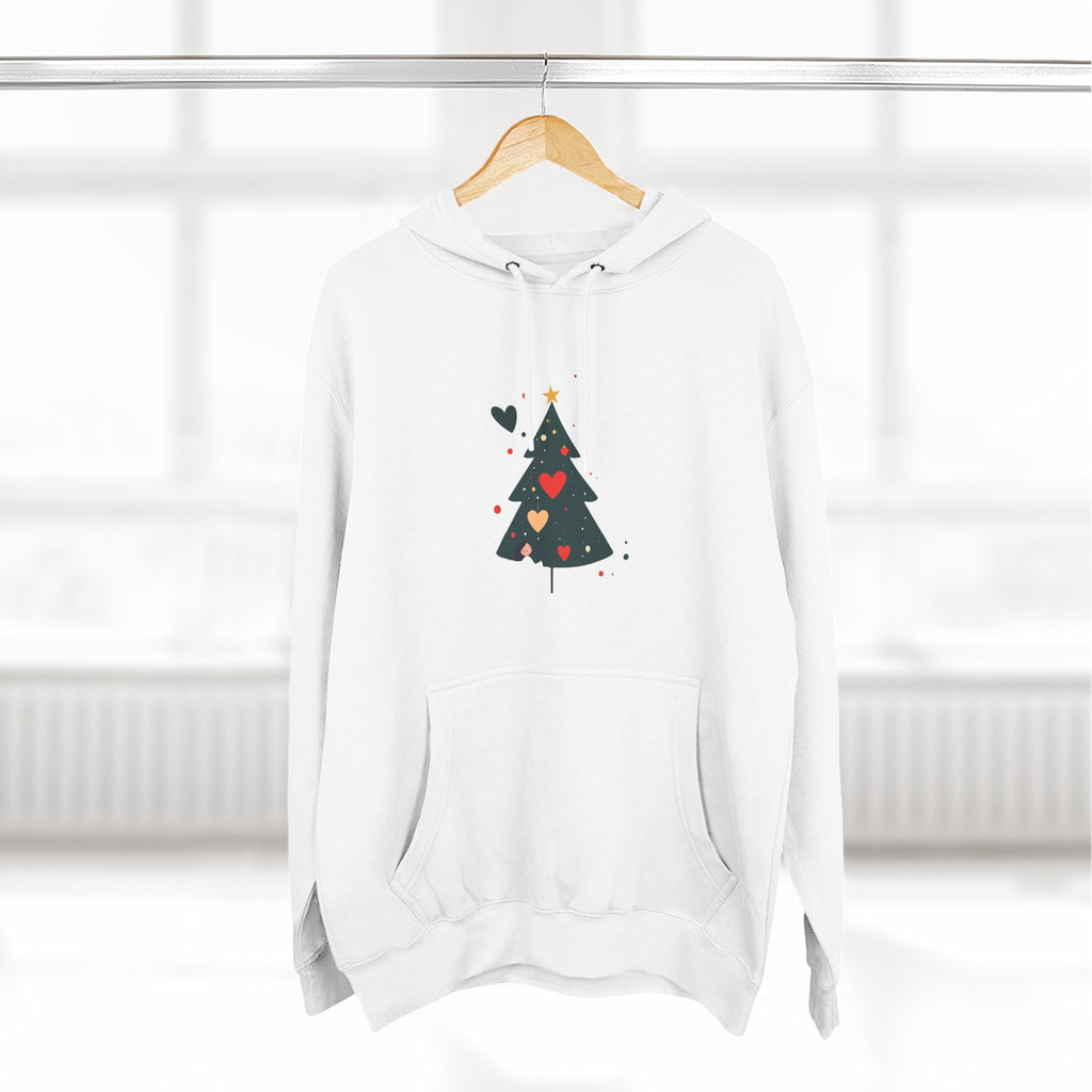 Christmas Tree Heart Hoodie – Cute Minimal Holiday Fleece Hoodie