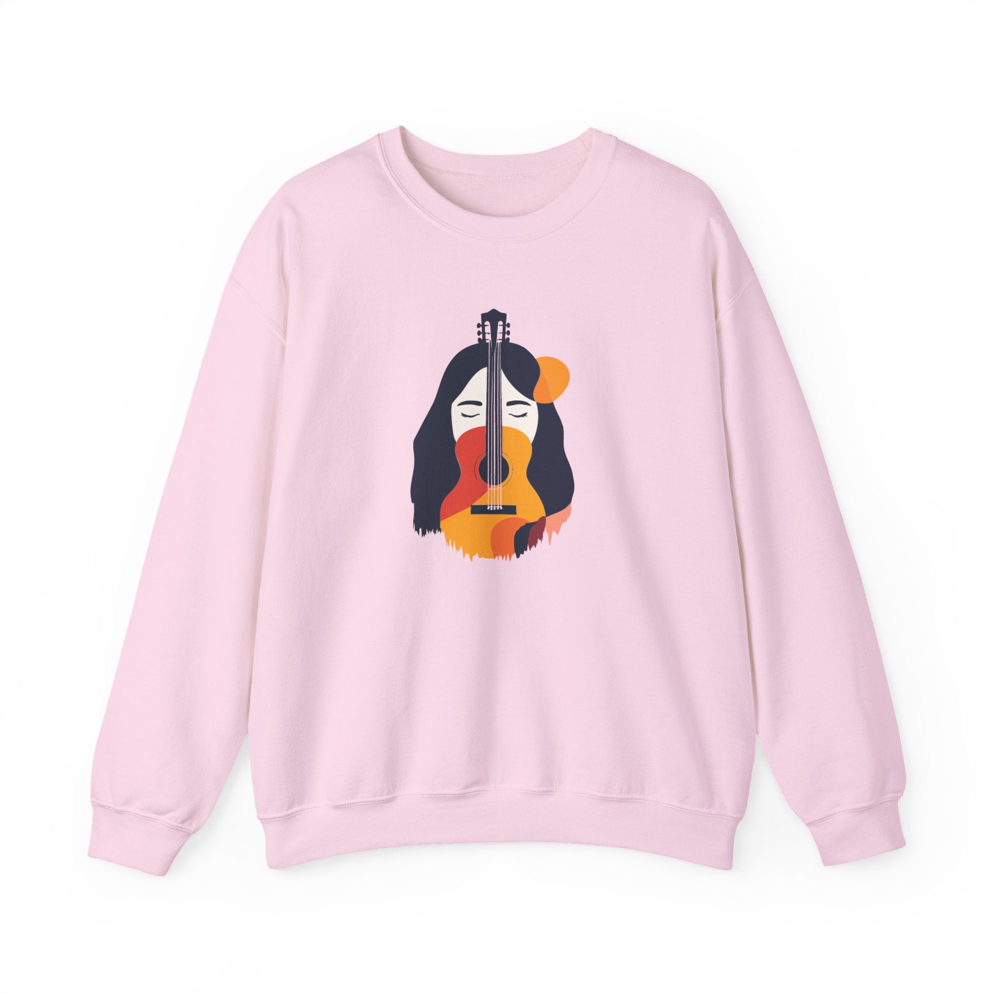 Guitar Face Crewneck Sweatshirt Abstract Musician Graphic Pullover