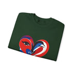 Heart Face Crewneck Sweatshirt Abstract Red & Blue Love Graphic