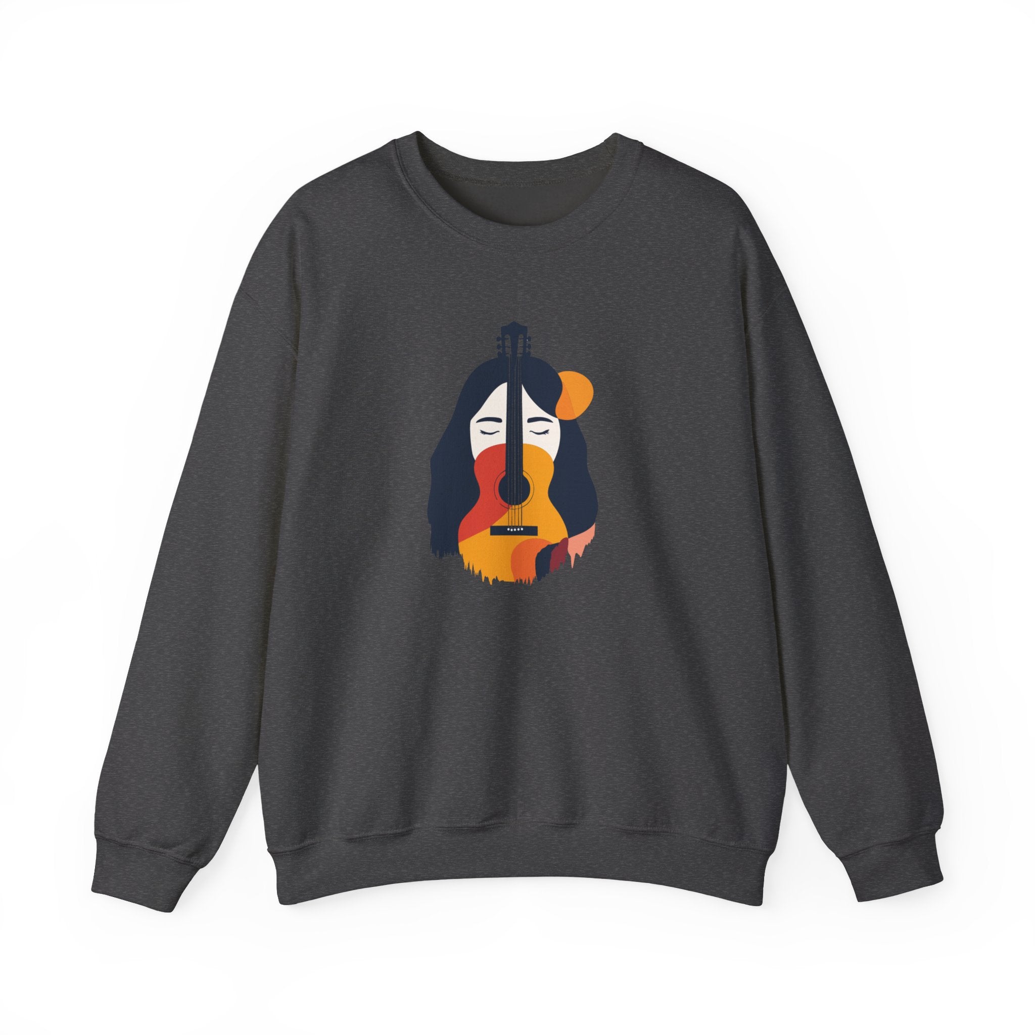 Guitar Face Crewneck Sweatshirt Abstract Musician Graphic Pullover