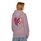 Patriotic Heart Face Hoodie Red White Blue Love Graphic