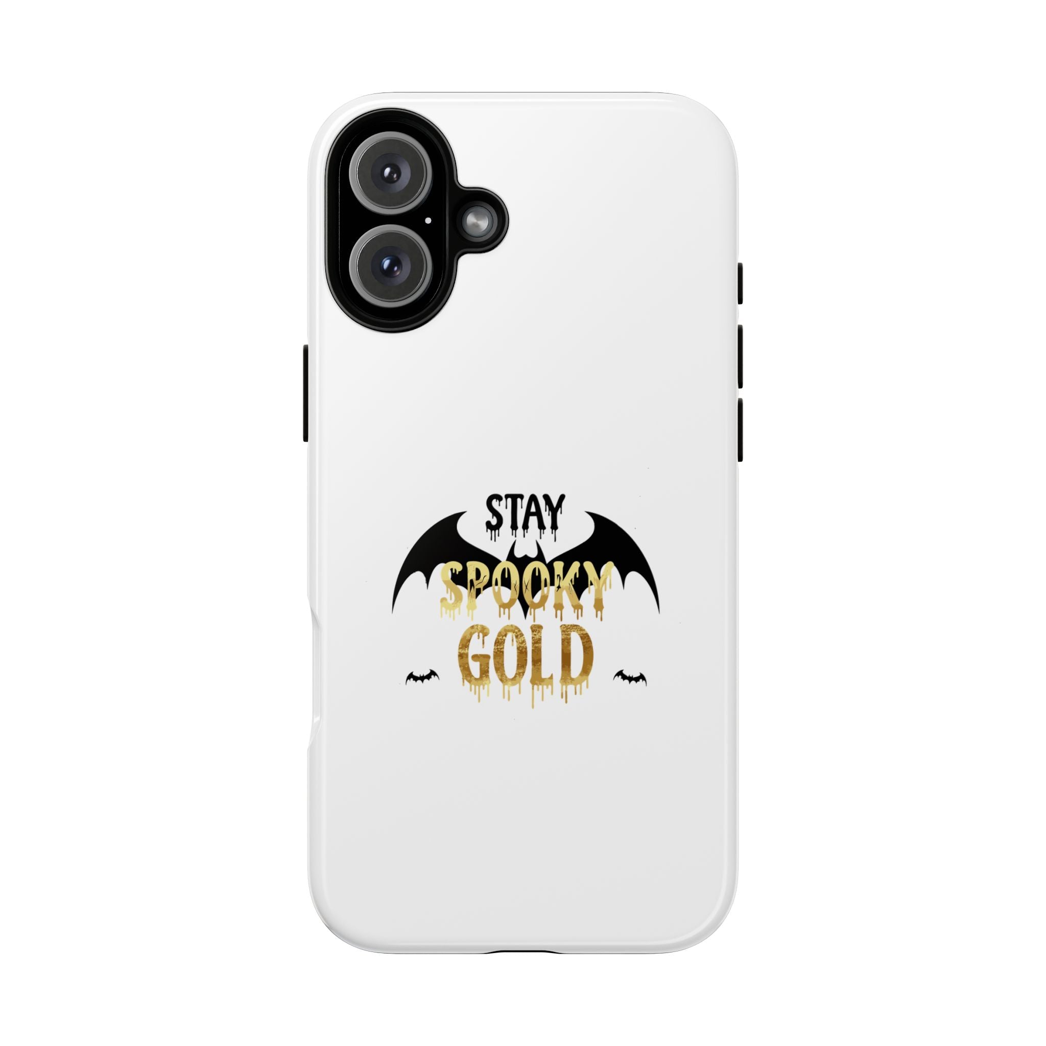 Stay Spooky Gold Phone Case Halloween Bat Design