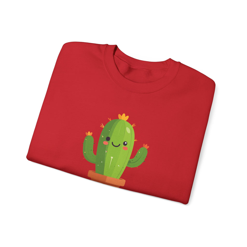 Cute Kawaii Cactus Crewneck Sweatshirt Smiling Potted Cactus Graphic