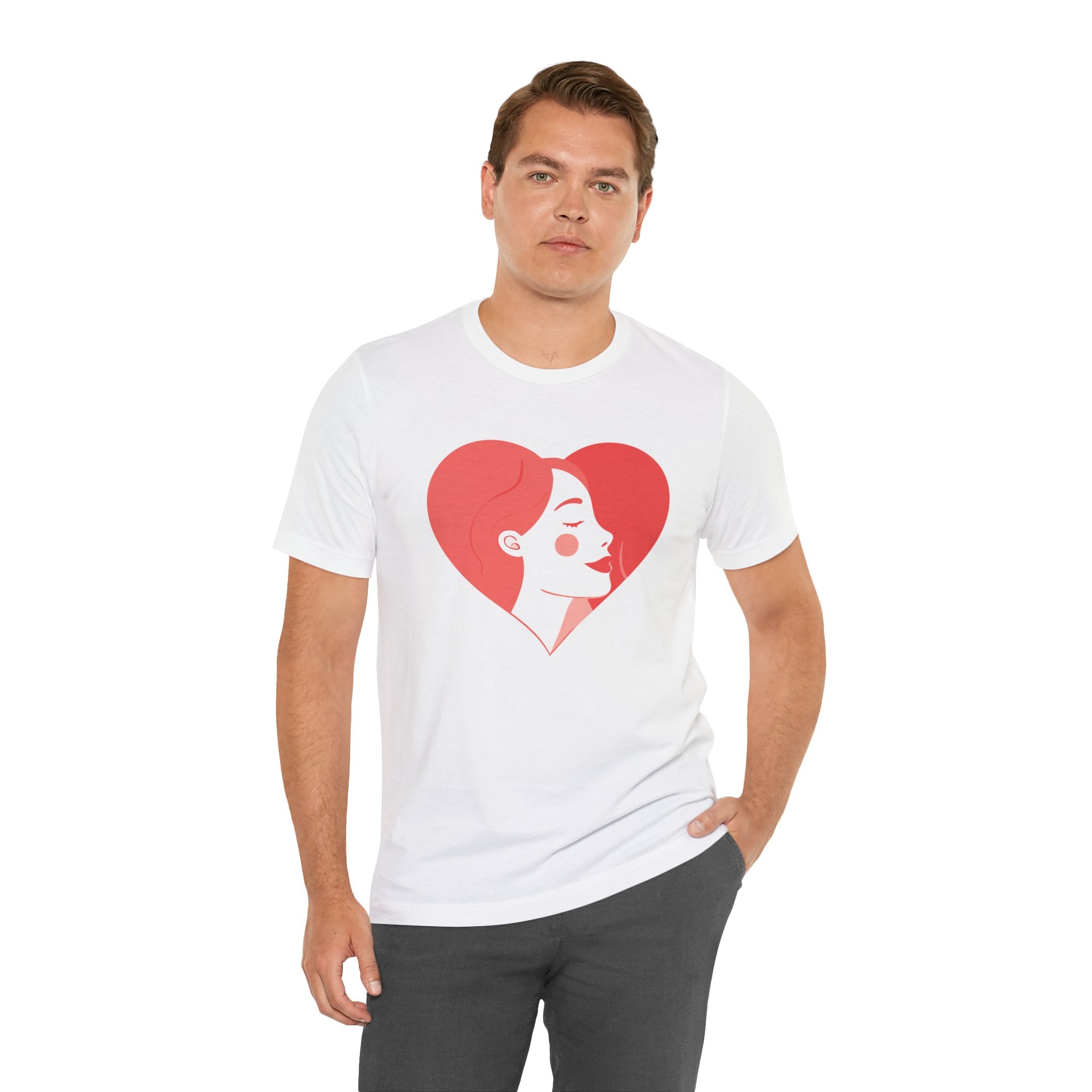 Heart Profile Tee - Minimal Romantic Woman Illustration T-Shirt