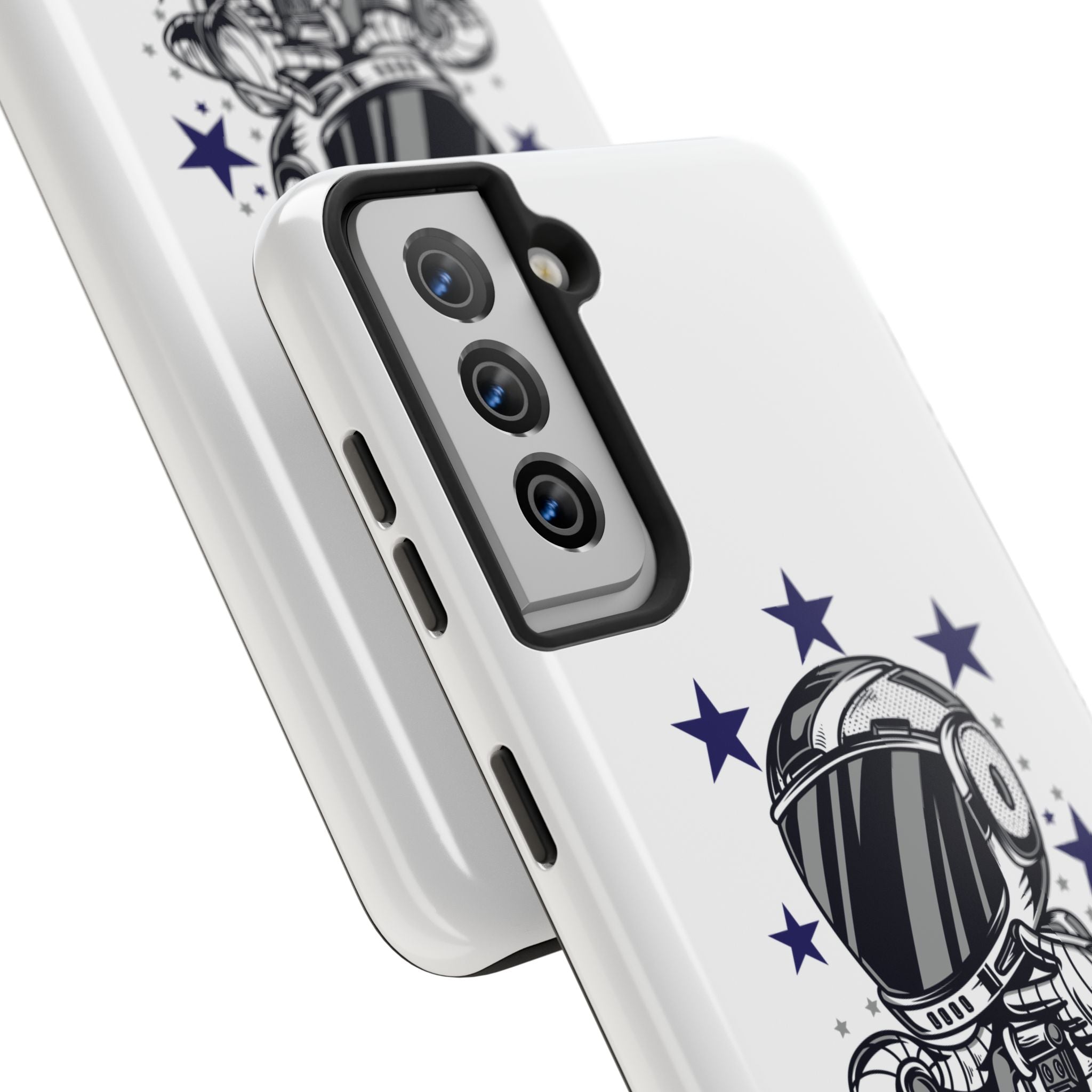 Astronaut Biker Tough Phone Case Retro Space Helmet Rider with Stars