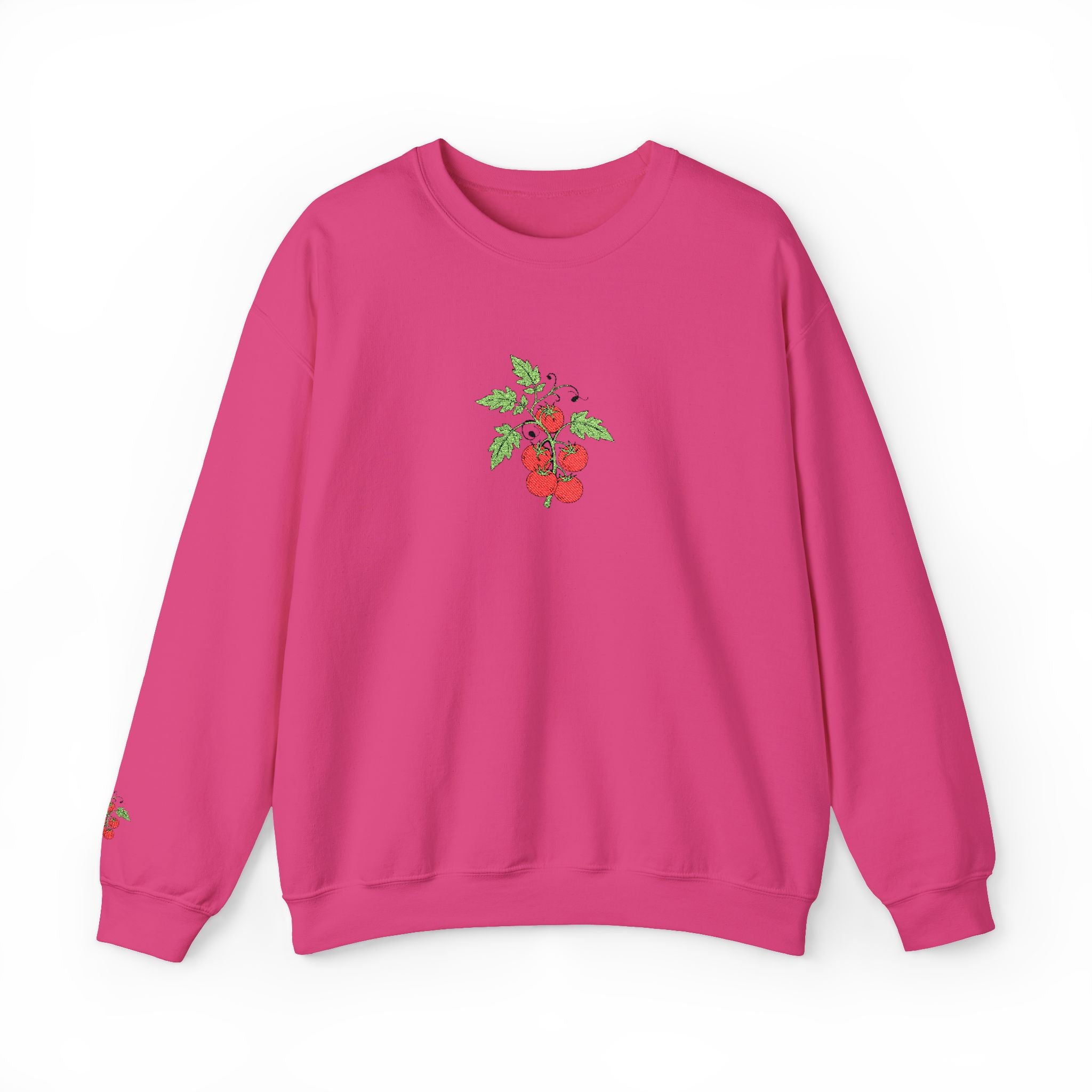 Embroidered  Floral Strawberry Crewneck Sweatshirt