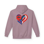 Patriotic Heart Face Hoodie Red White Blue Love Graphic