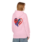 Patriotic Heart Face Hoodie Red White Blue Love Graphic