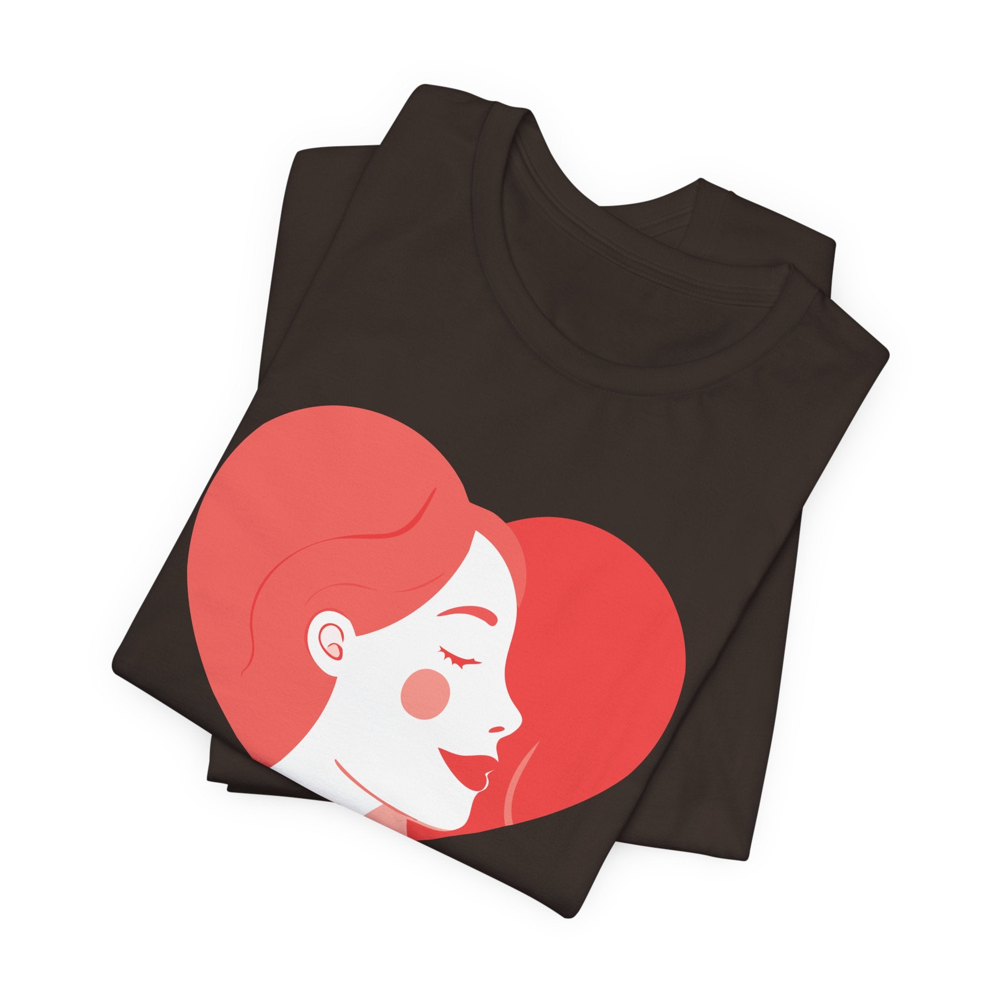 Heart Profile Tee - Minimal Romantic Woman Illustration T-Shirt