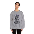 Astronaut Riding Scooter Crewneck Sweatshirt Retro Space Biker Graphic
