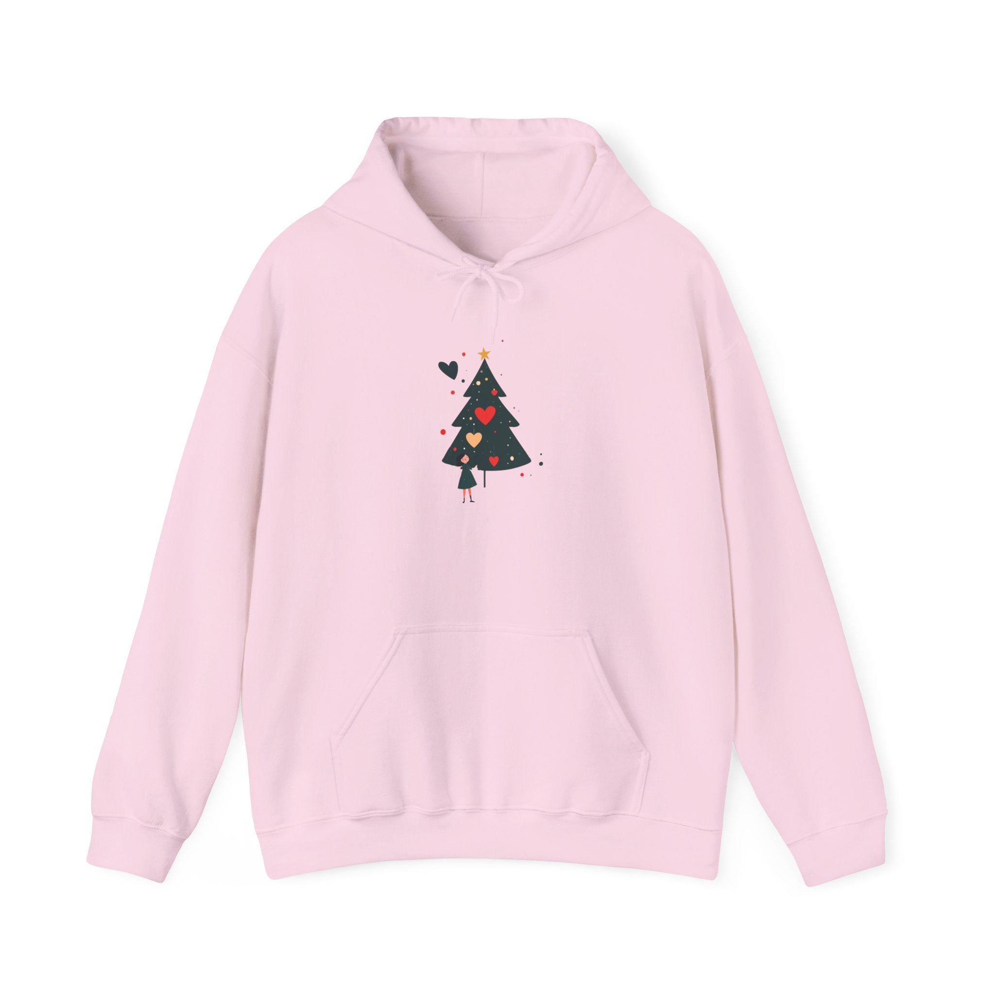 Christmas Tree Heart Hoodie — Cute Minimal Holiday Sweatshirt