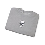 Skull Crewneck Sweatshirt Minimal Front, Large Back Graphic