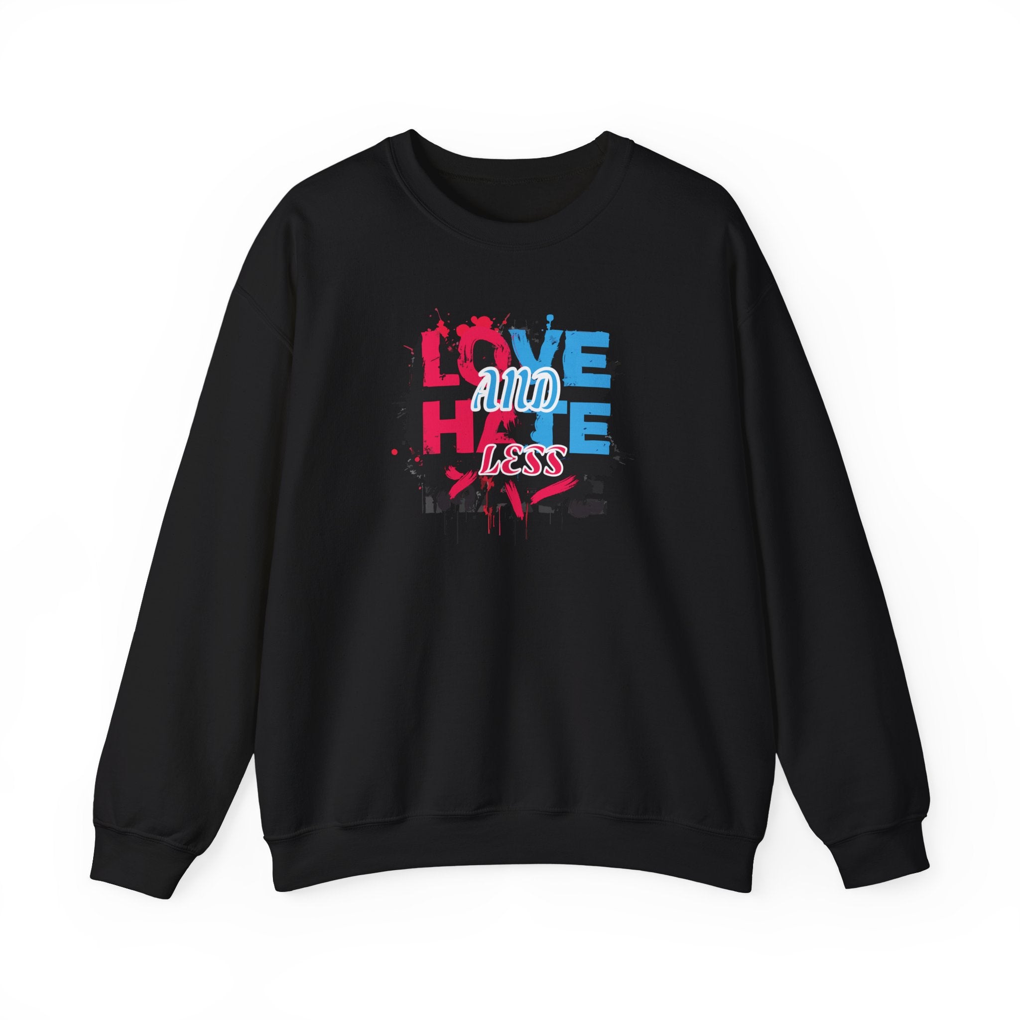 Crewneck Sweatshirt 'Love and Less Hate' Graffiti Heart Design