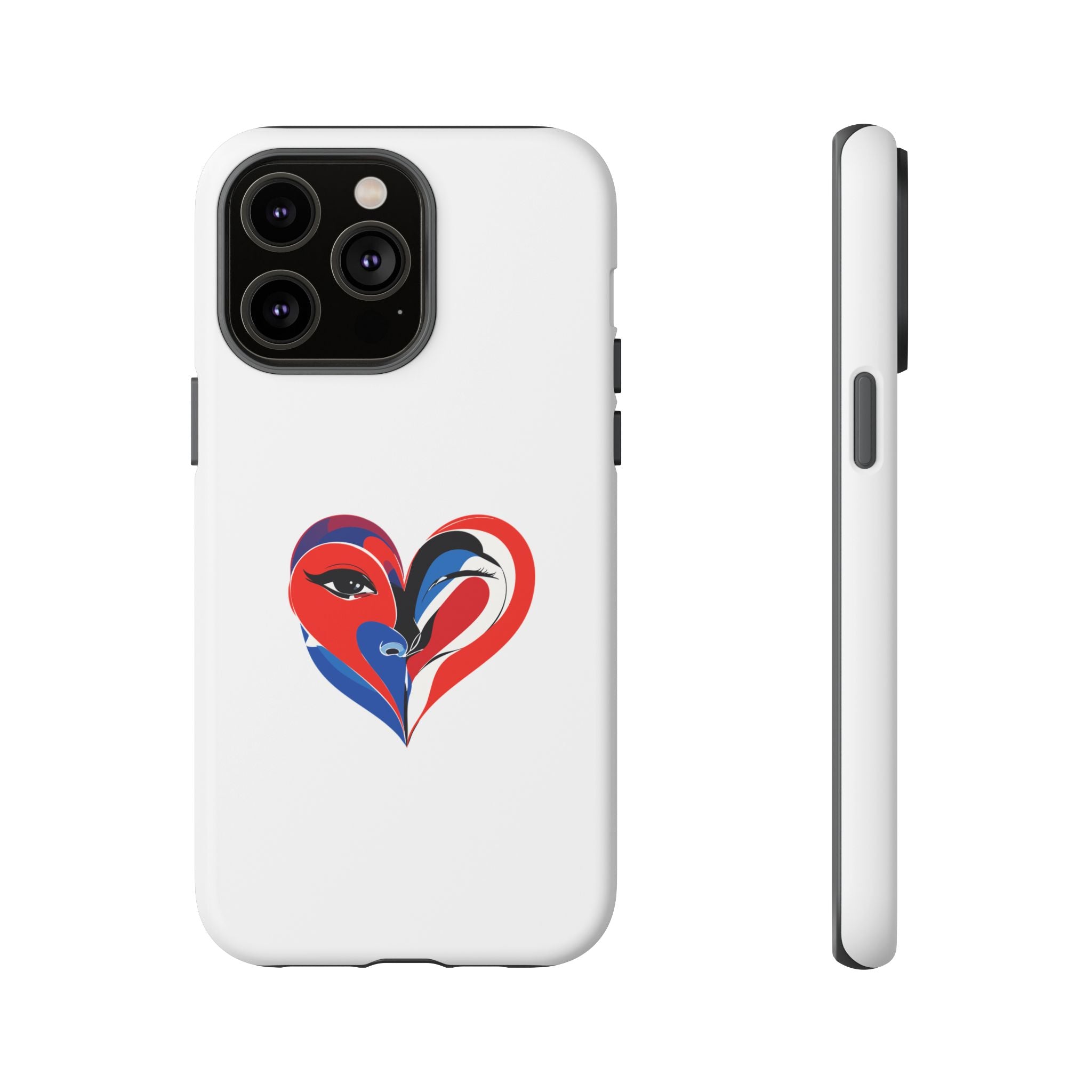 Heart Face Phone Case Red & Blue Abstract Love Design