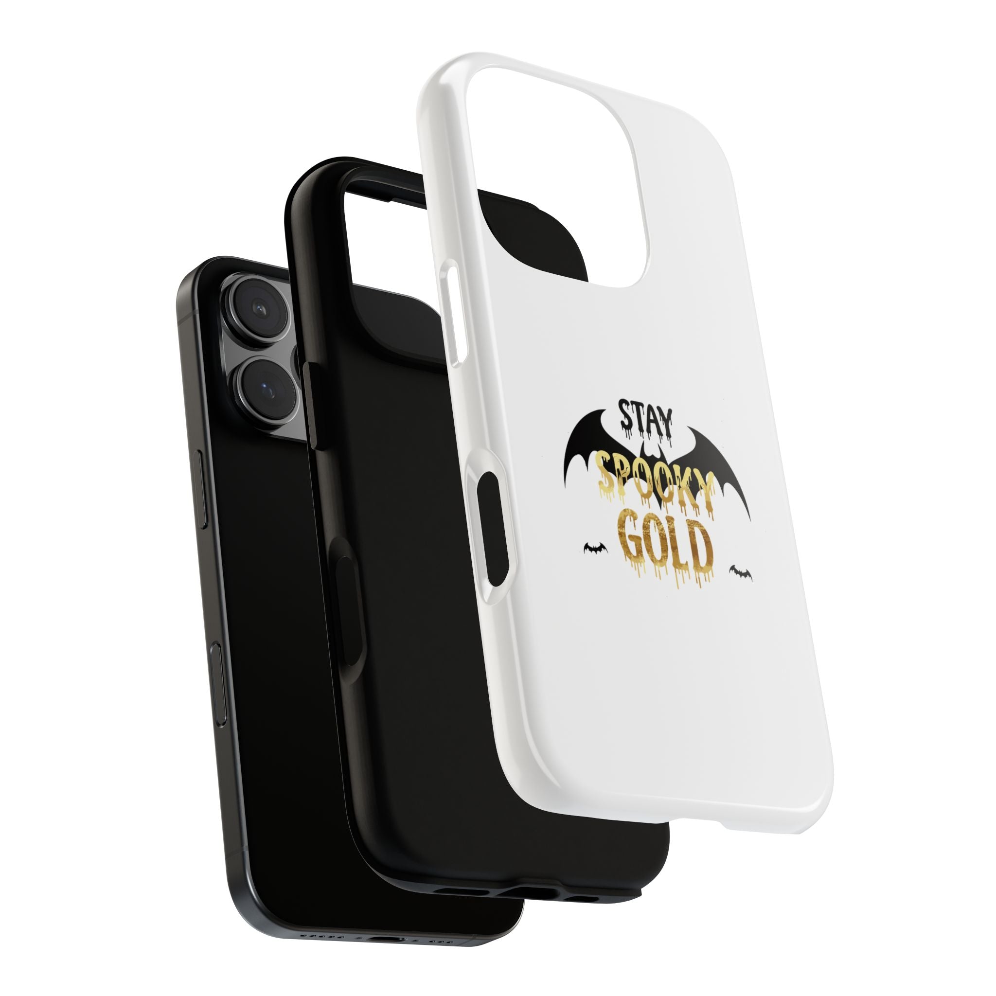 Stay Spooky Gold Phone Case Halloween Bat Design