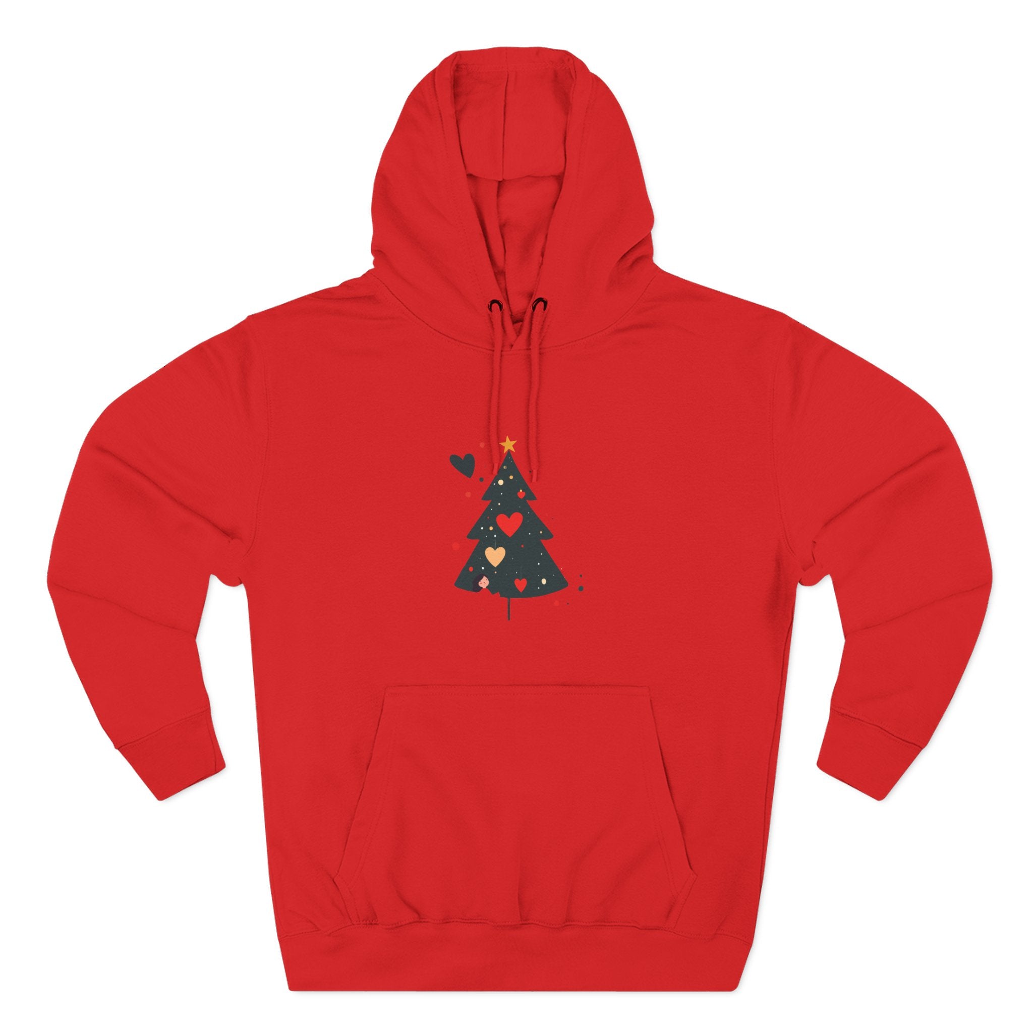 Christmas Tree Heart Hoodie – Cute Minimal Holiday Fleece Hoodie